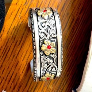 Vintage silver engraved western cuff